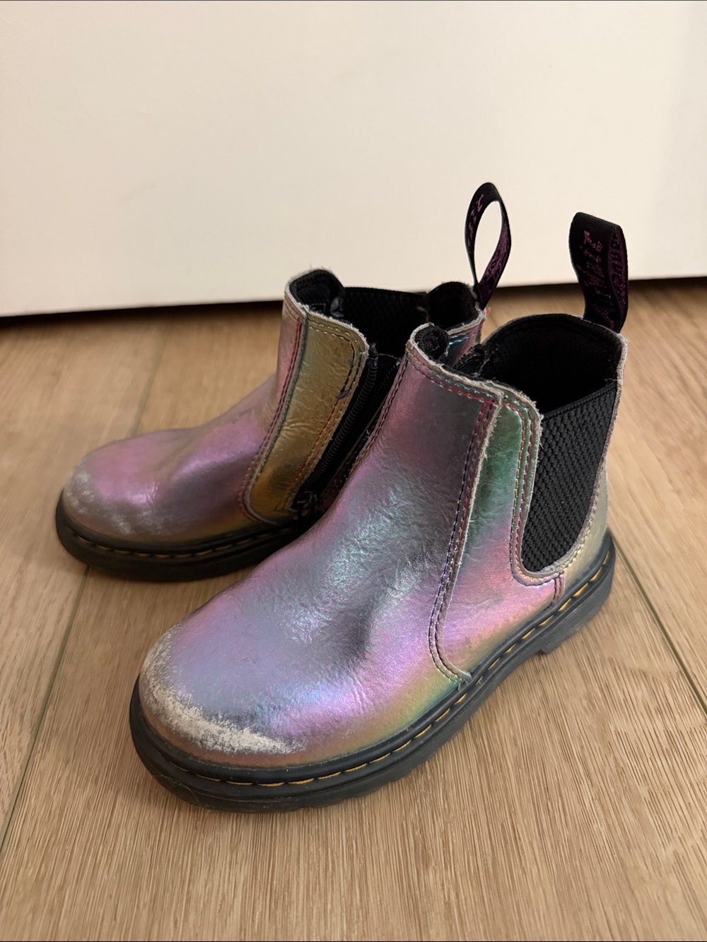 Dr. Martens Kids Iridescent Rainbow Chelsea Boots